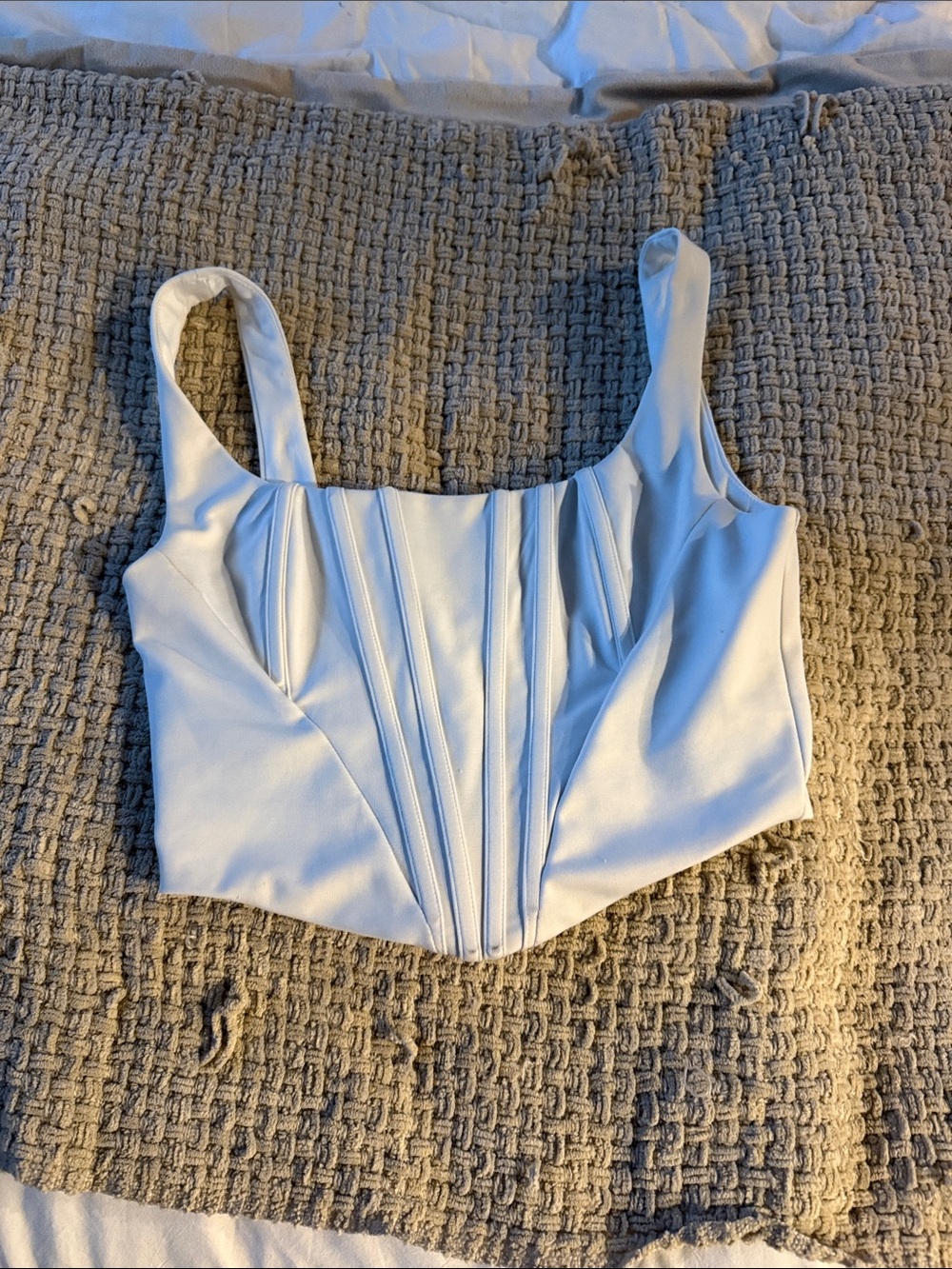 Women's White Corset-Style Crop Top
